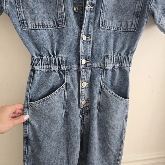 Free people Marci denim coverall jumpsuit in high noon size XS - Picture 3 of 7
